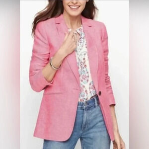 Talbots Classic Linen Blazer, 8P, Pink, Work, Easter,Church, Spring, Chic